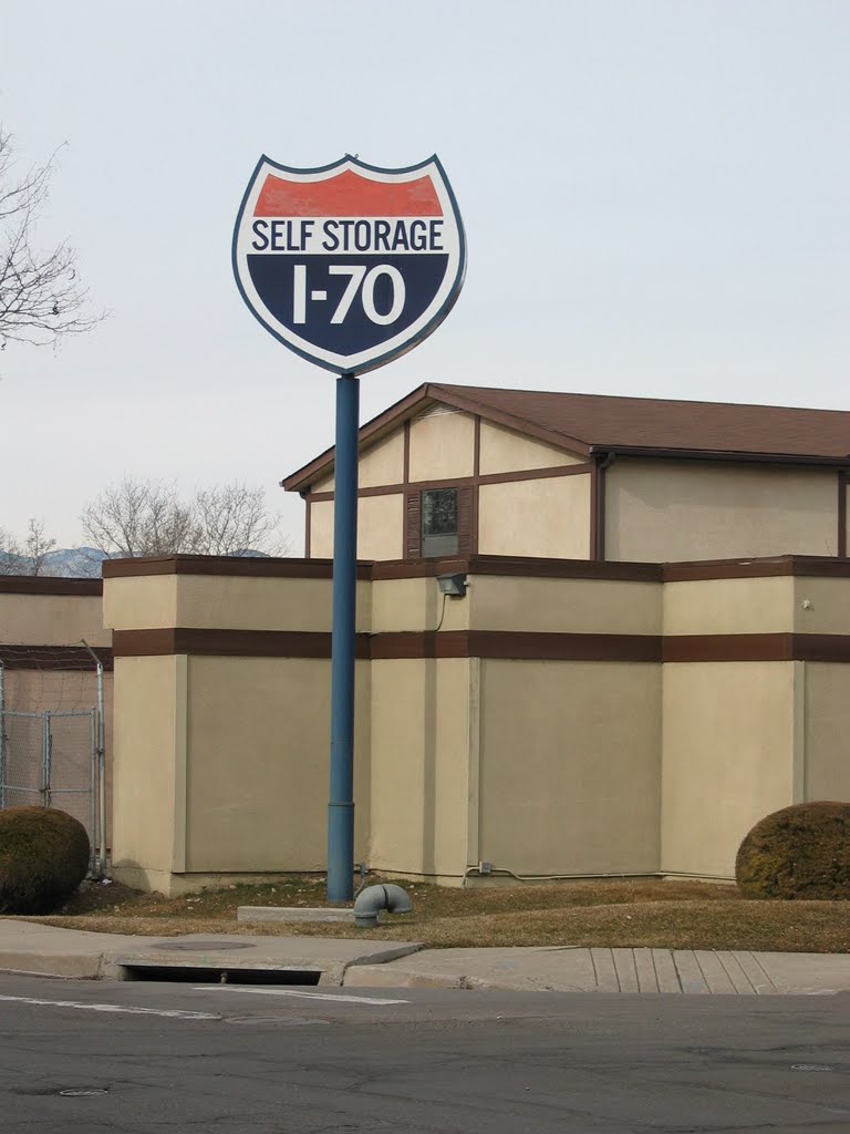 I-70 Self Storage Sign at the Corner of I-70 Frontage Road and Carr Street