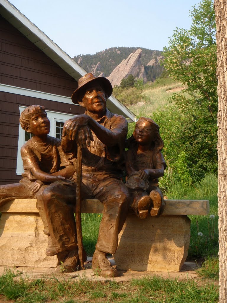 Bronze Statue in Chautauqua at Kinnikinic and Lupine