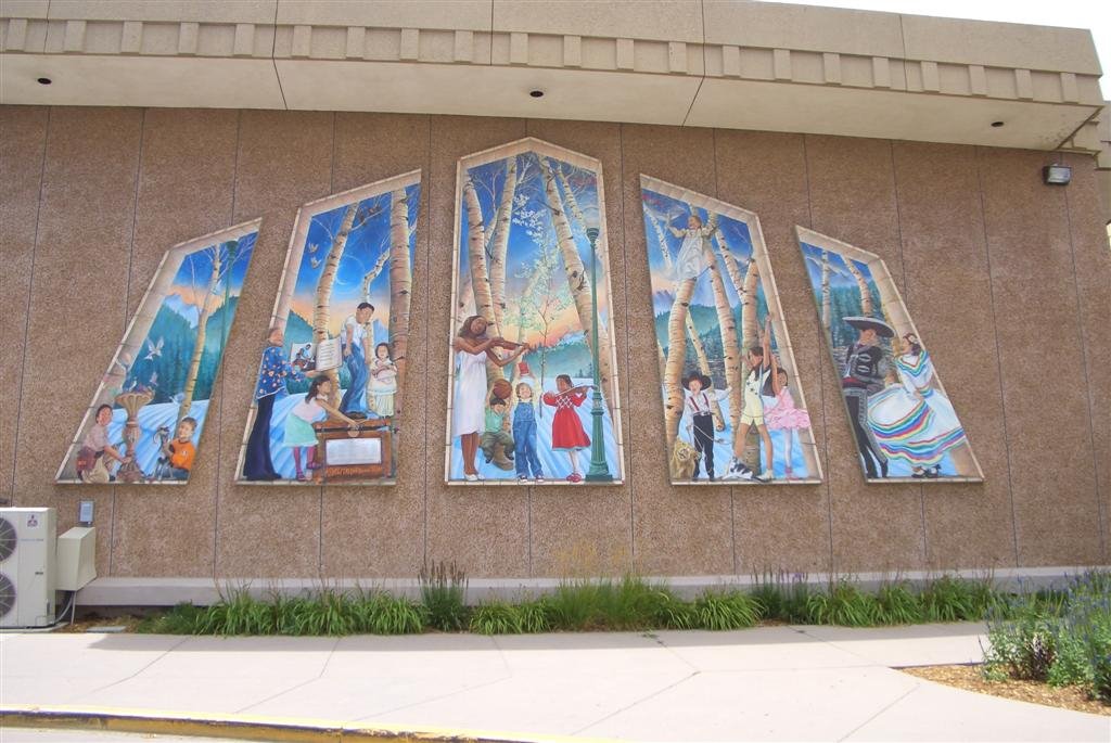 panels of murals, Lincoln Park Branch Library, Greeley, CO