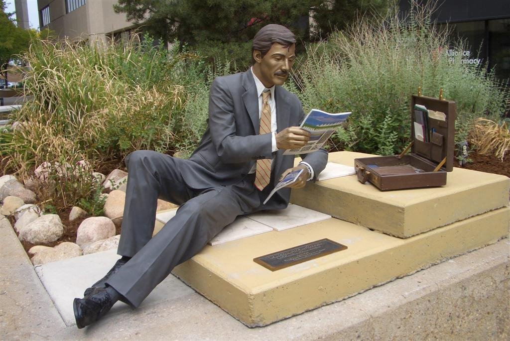 Welcome to My Office, life-size bronze, Greeley, CO