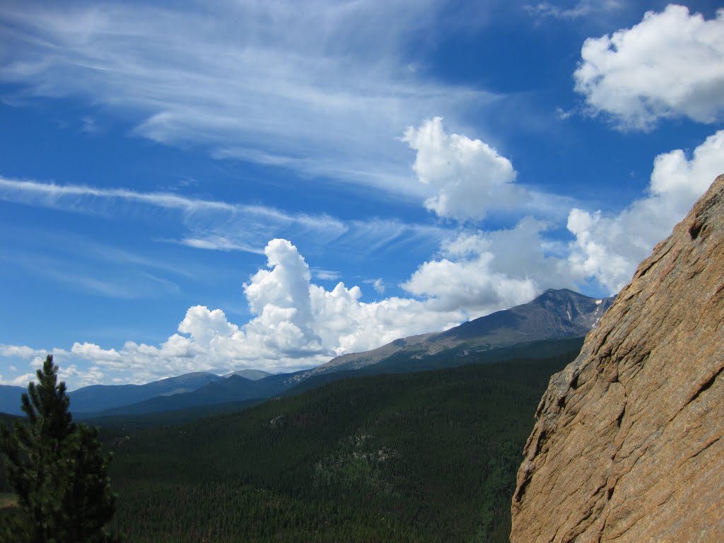 Clouds and Longs Peak from Jurassic Park above Lily Lake, Rocky Mountain National Park