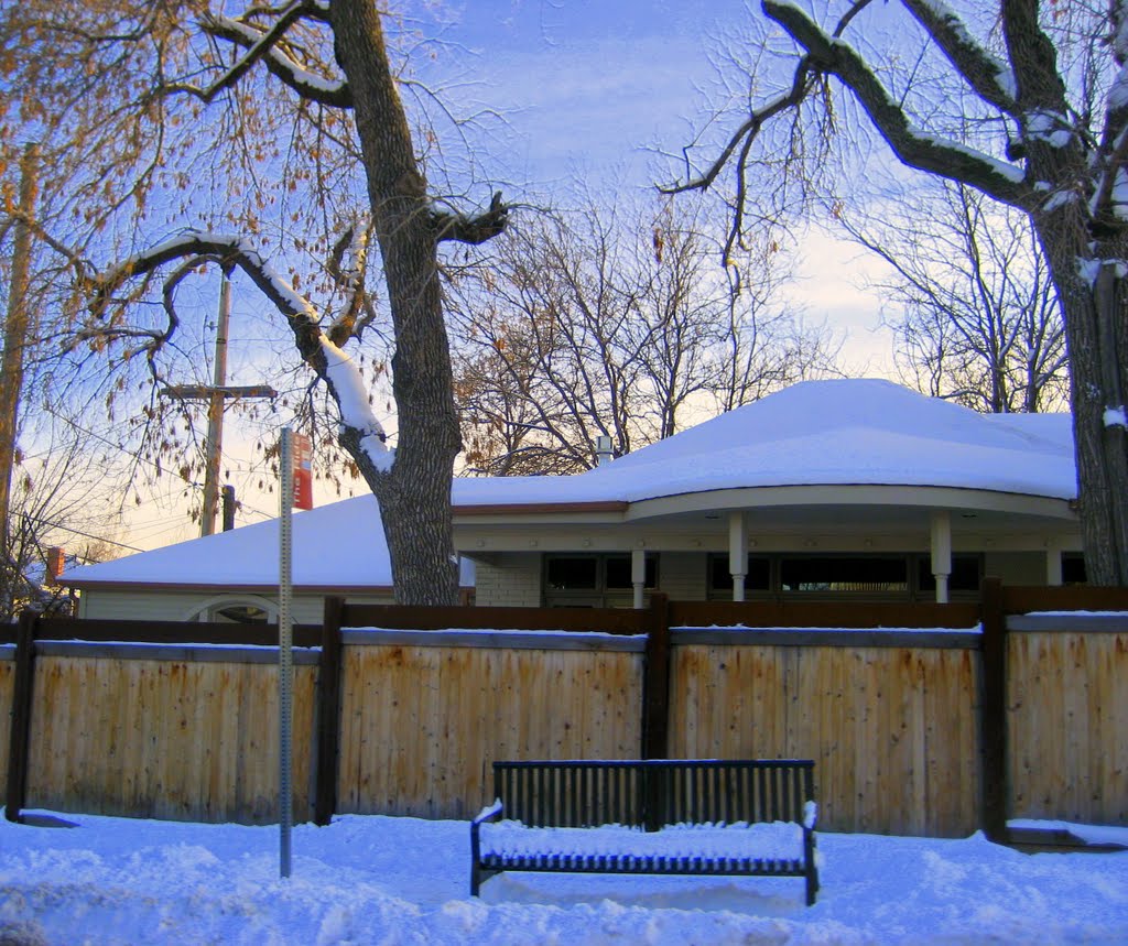 snowy bench