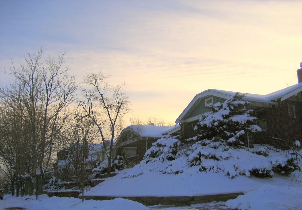homes on a winter evening