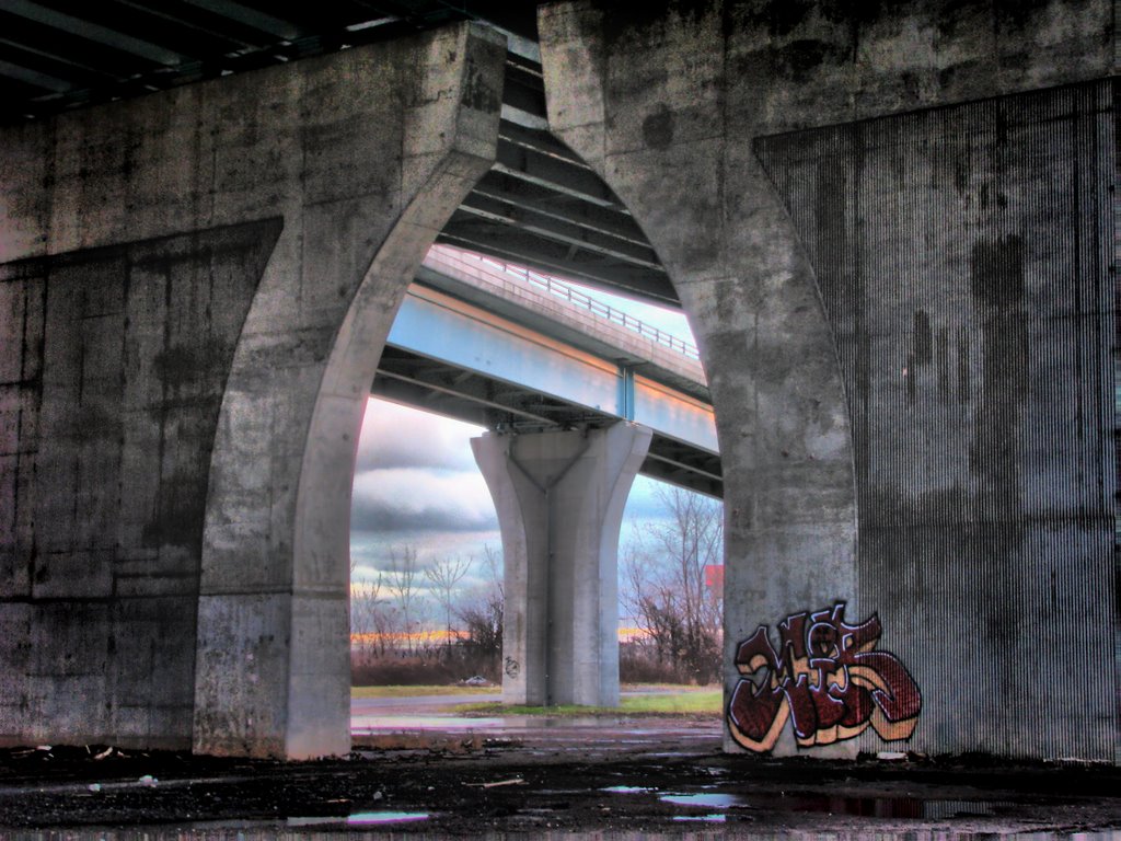 Under the Charter Oak Bridge