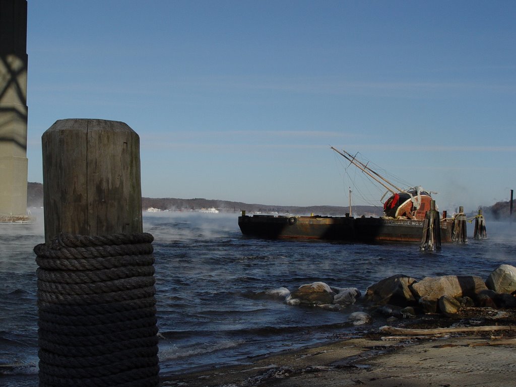 A cold day for a salvaged sailboat