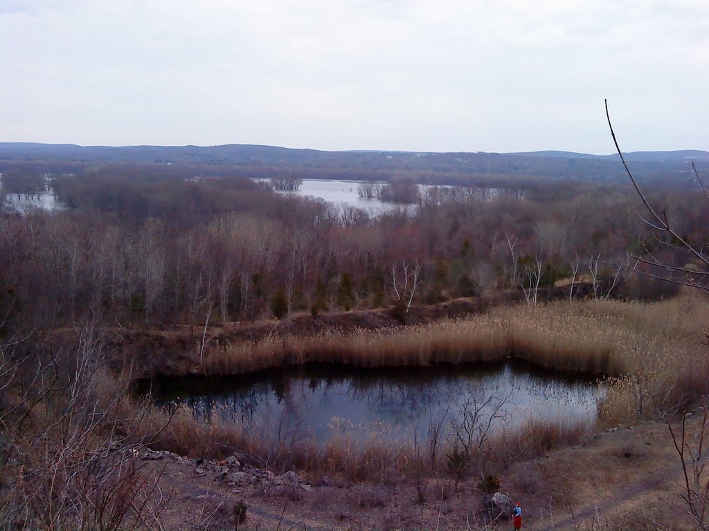 Quarry Park with the meadows flooded in the distance