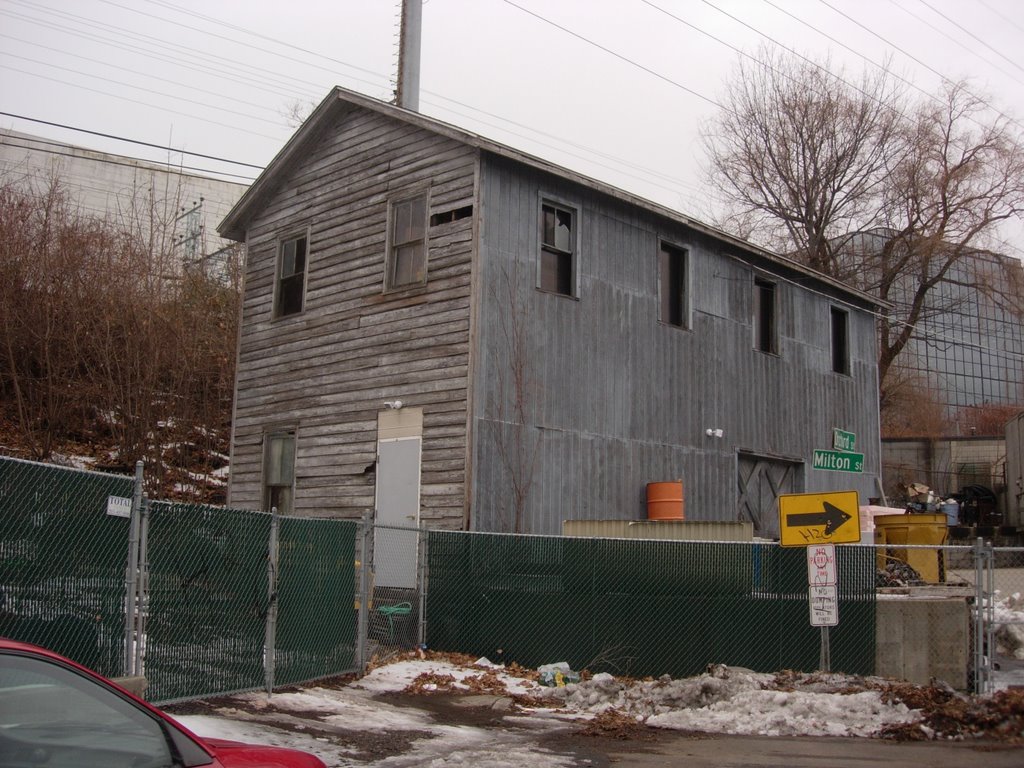 shack in industrial area