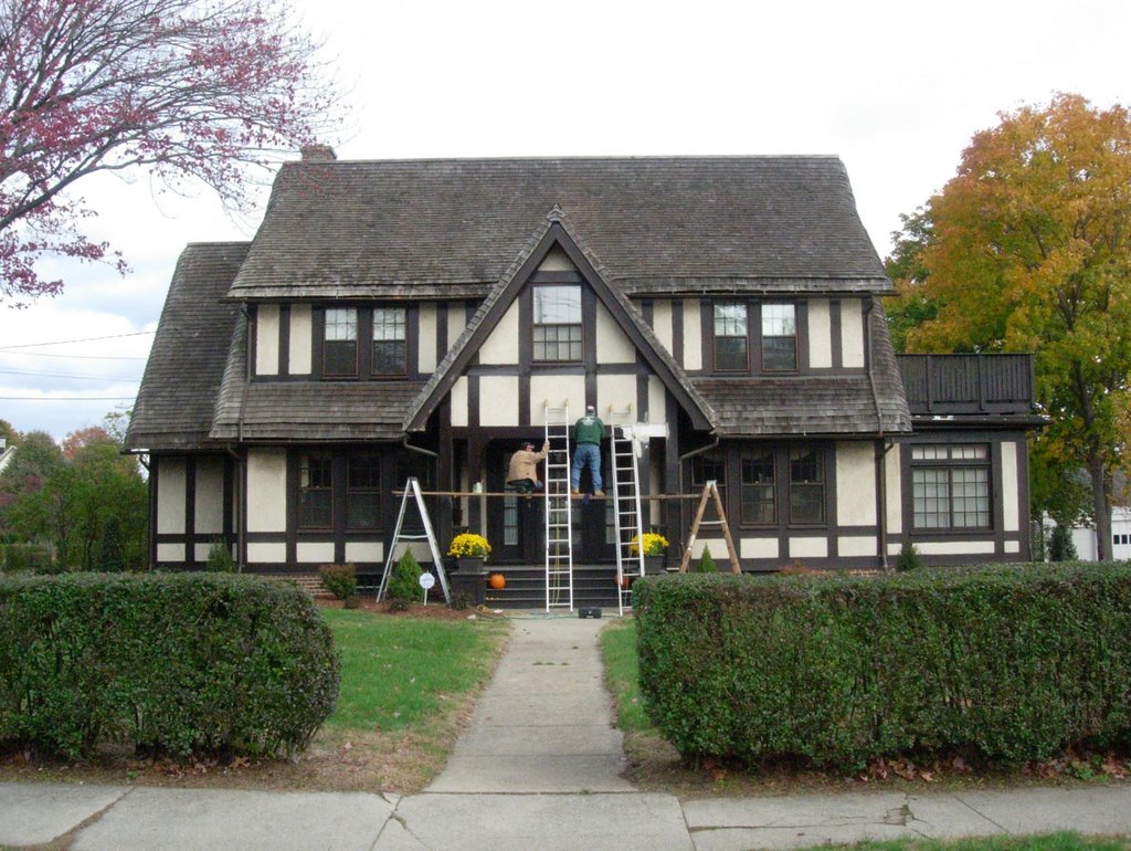 black roofed house