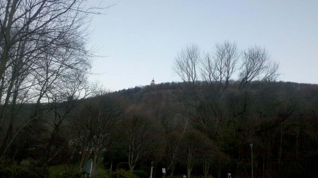 Heublein Tower, Talcott Mtn, Viewed from SW and Below in Avon, CT