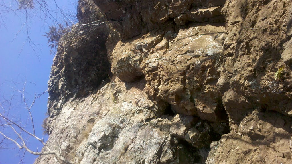 King Philips Cave from Base of Cliffs Below, Talcott Mountain, Simsbury, CT March 2011