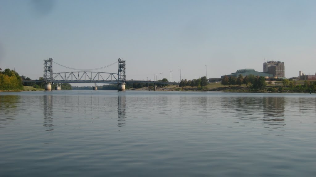 View of the Gillis Long Bridge and Rapides Hospital from Red River, Alexandria, LA