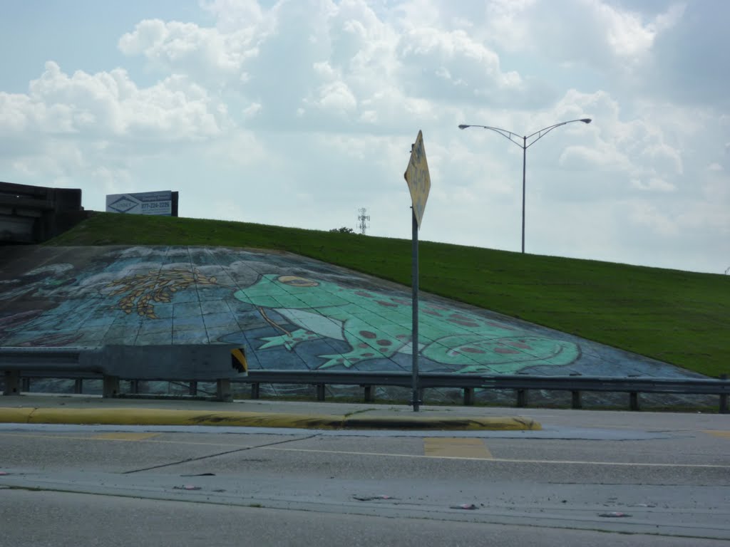 Frogland; painted freeway exit Rayne, LA