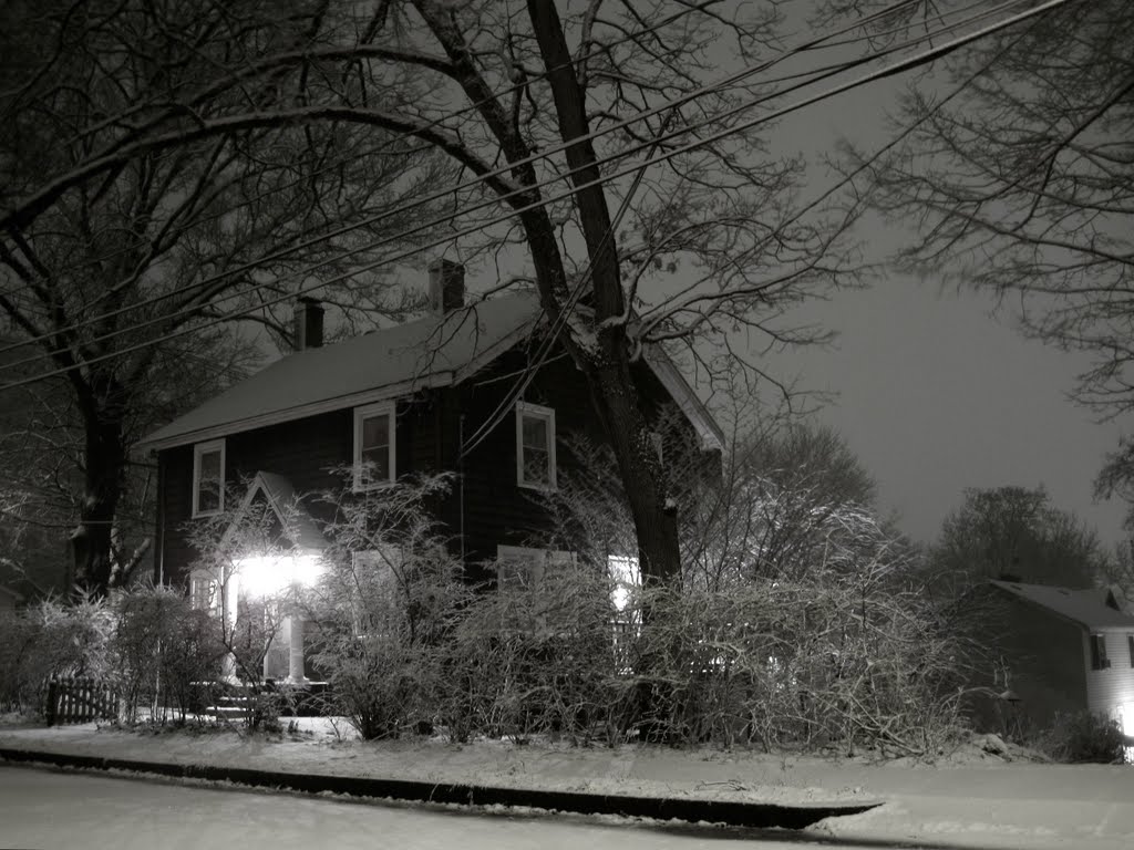 Winter evening in Arlington,  MA