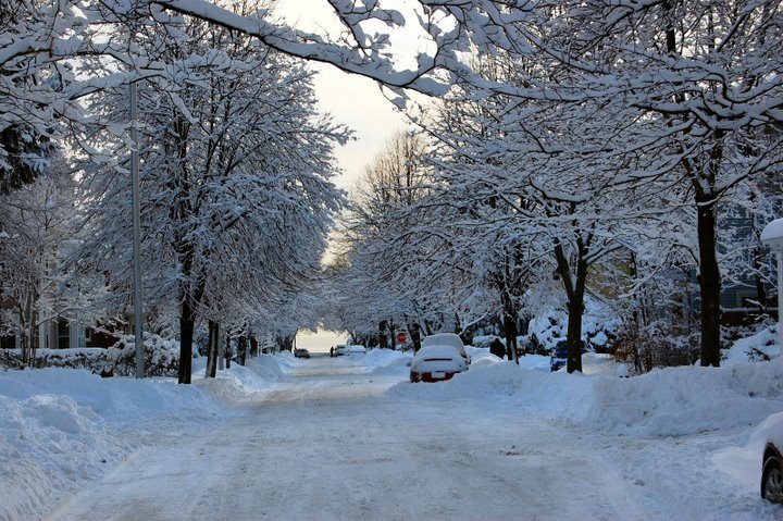 Morning after snow storm at Washington St.