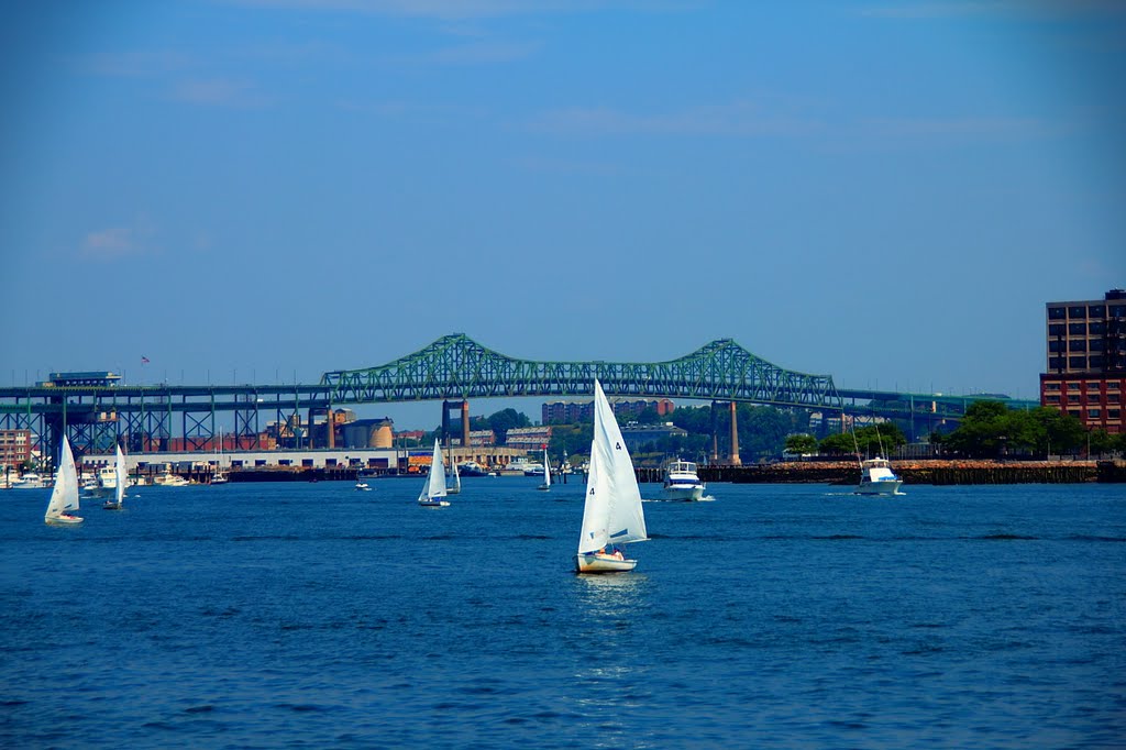 The Tobin Bridge from Boston Harbor