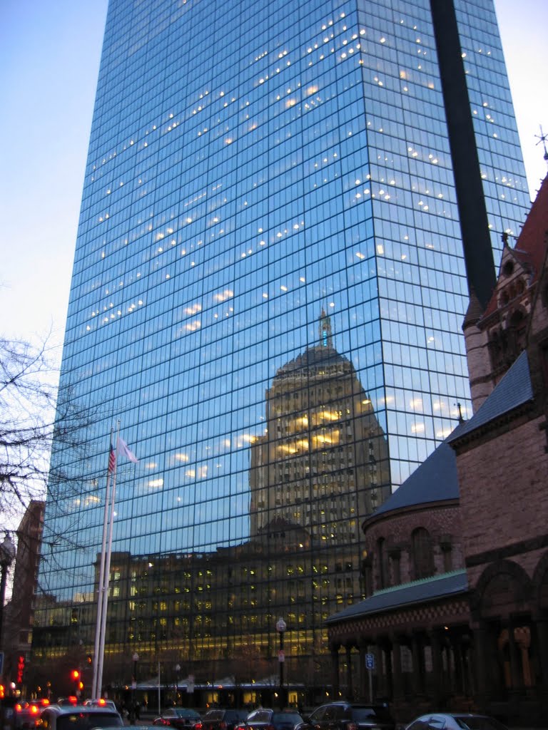 Old John Hancock Building Reflection on New John Hancock Building
