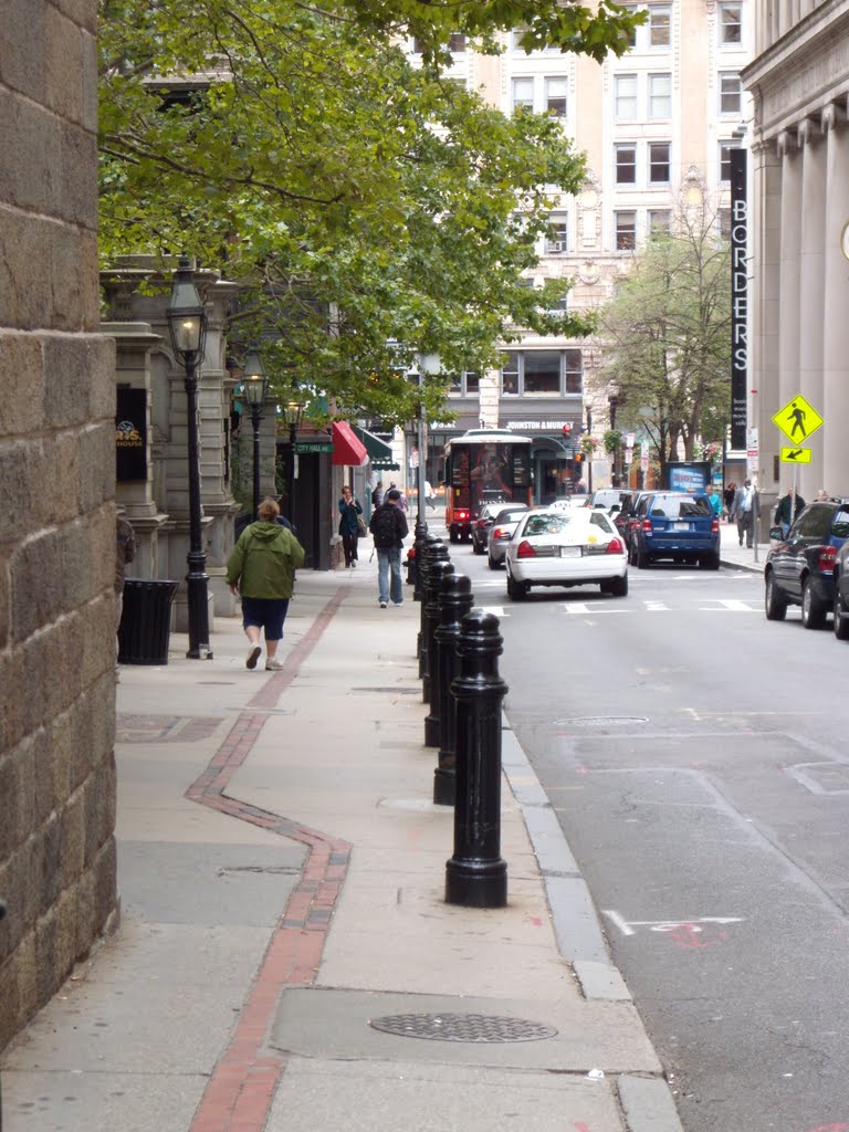 Boston - School street & materialization of the Freedom Trail