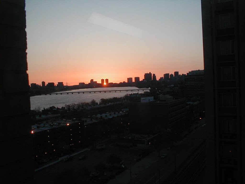 Sunrise Between The Longfellow Apartment Buildings, From Warren Towers@BU, May 2003