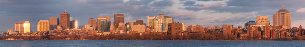 Bostons skyline in the setting sun (panorama)