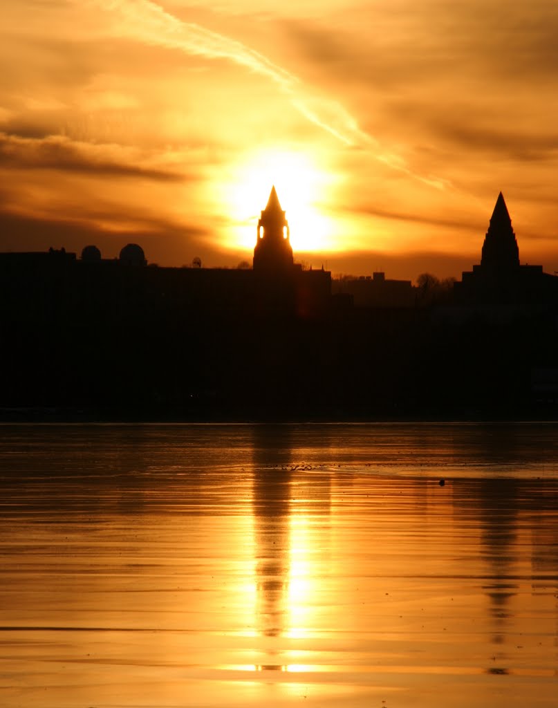 Ice and Fire... A sunset on the frozen Charles river