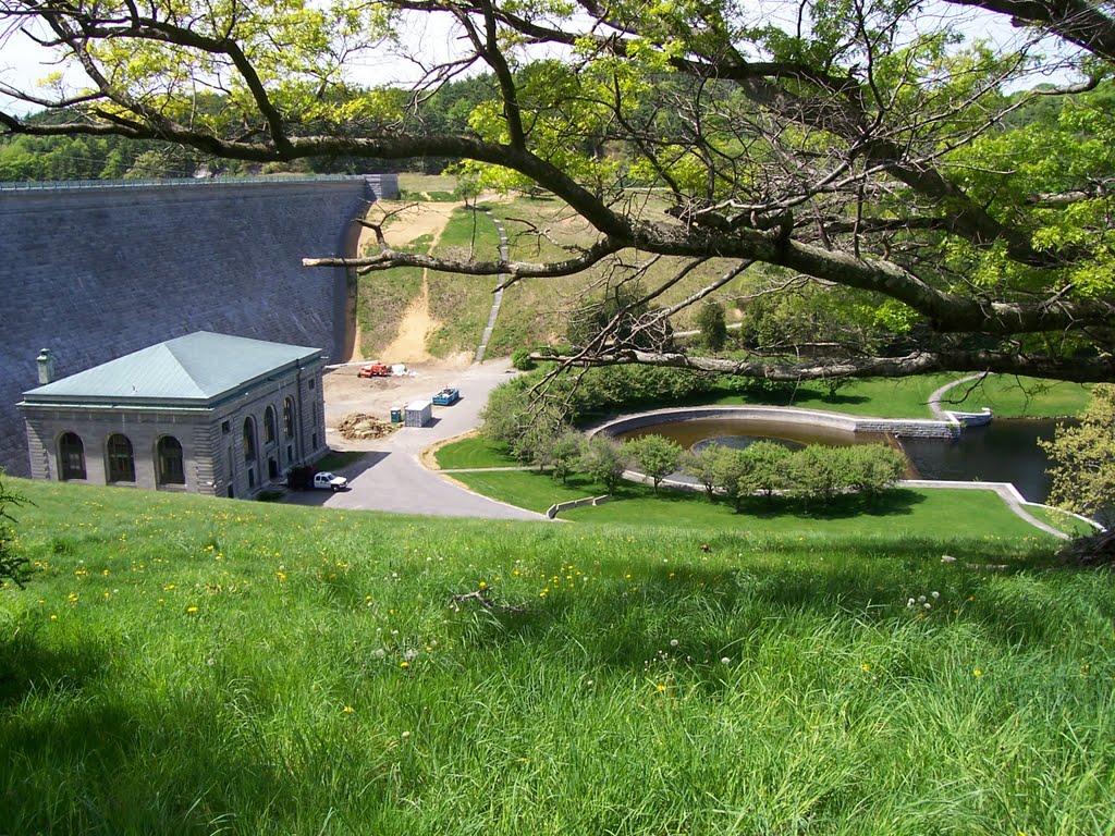 At the foot of Wachusett Dam
