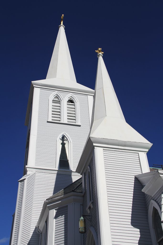 Looking Up at the Steeples of St Johns Rectory (Quincy MA)