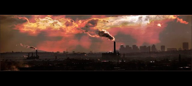 Late afternoon view of pollution over Lynn, MA