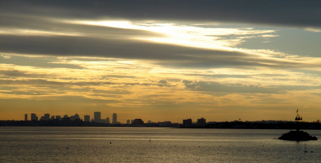 Boston at sunset from Nahant