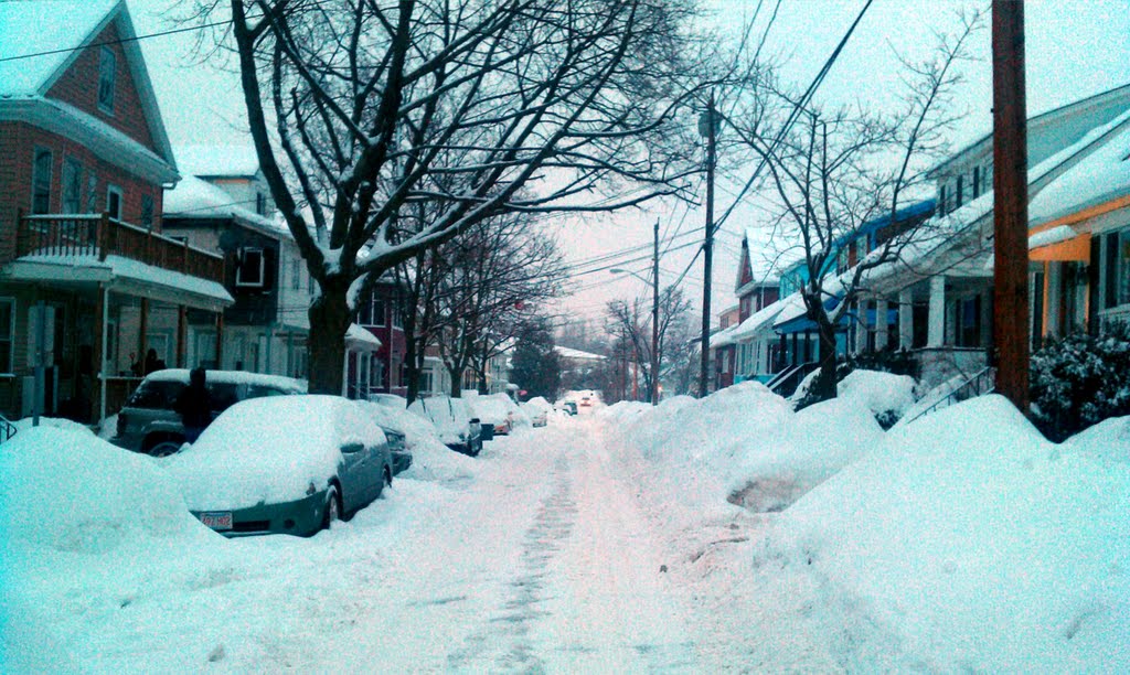 Snowy Street in Medford, MA