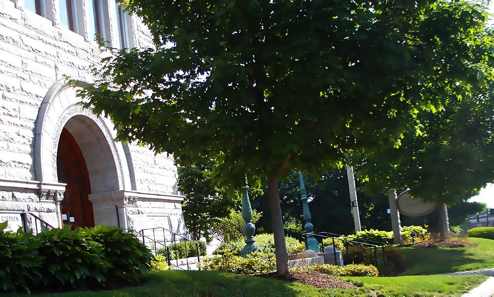 Morrill Memorial Library Front Entrance. Norwood, Massachusetts. USA