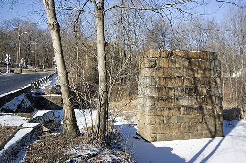 Abandoned railroald trestle abutment
