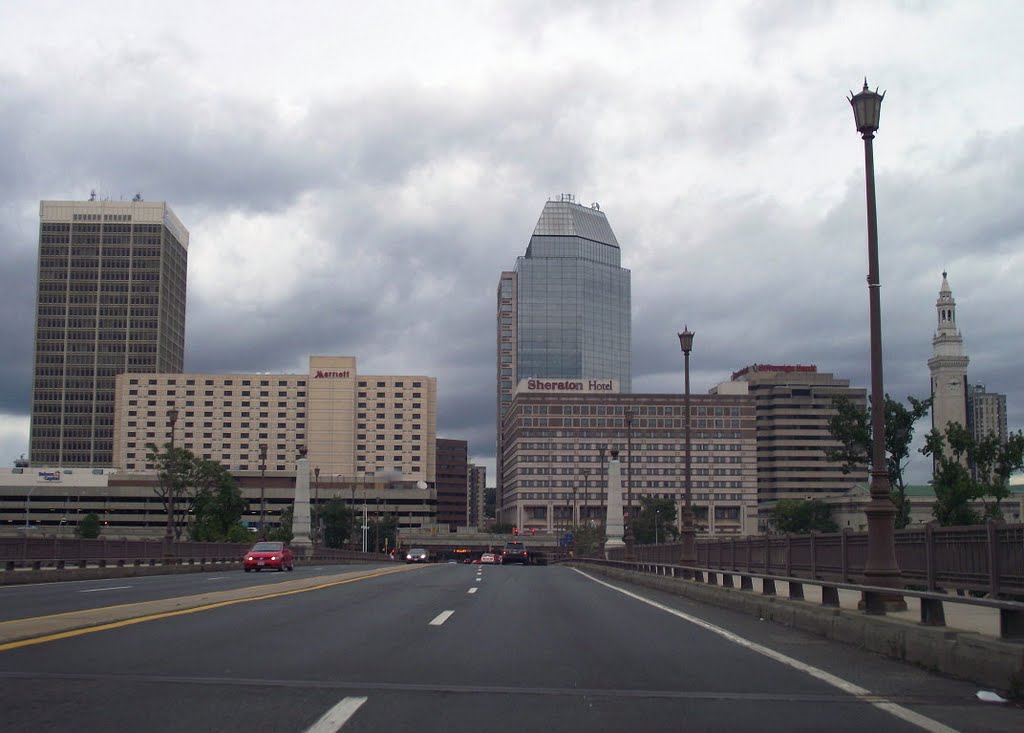 Dowtown Springfield, MA from Memorial Bridge