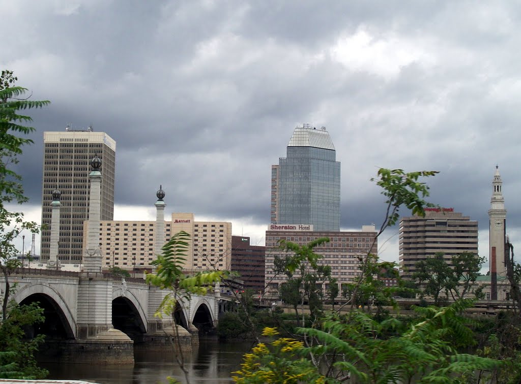 Dowtown Springfield, MA from across Connecticut River