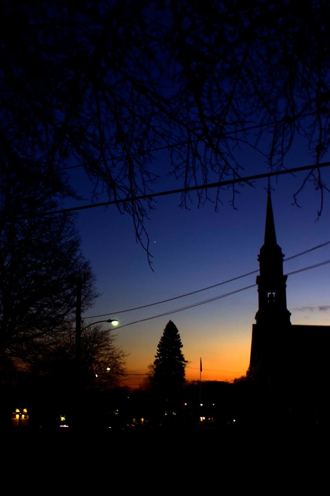 1st Church and Sterling Center at dusk