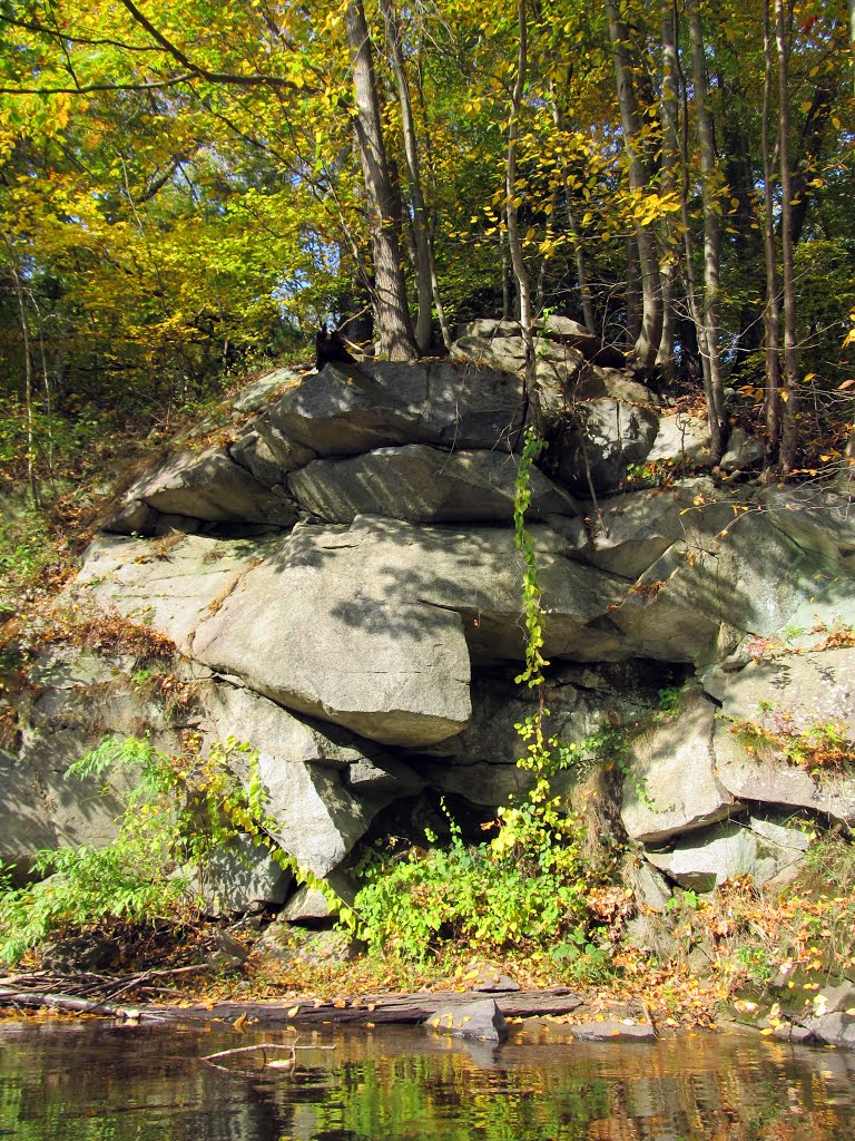 Rocks overhanging the water