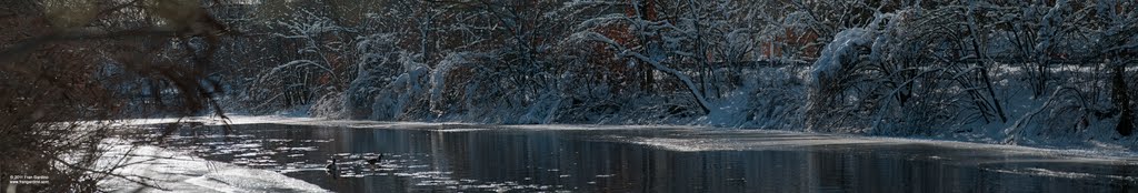 Snowy Charles River Bank Panorama