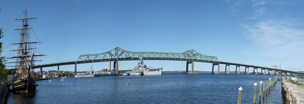 HMS Bounty with Battleship Cove and Braga Bridge