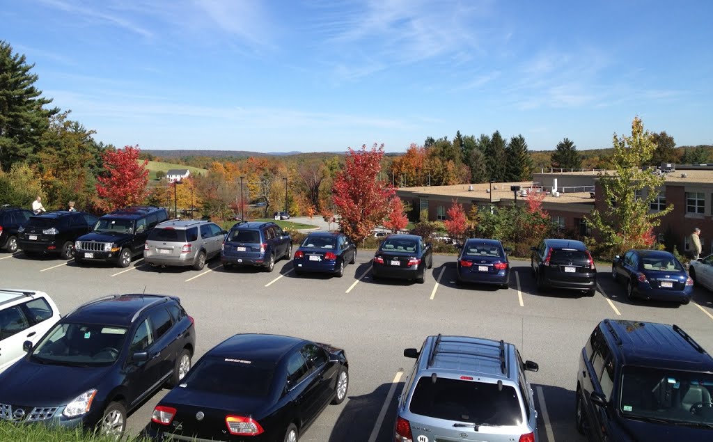 17) The top of the Wachusett Regional HS parking lot has a fairly nice fall view toward the mountain.