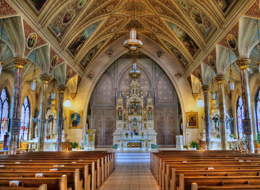 Mater Dolorosa Church. One of the most beautiful churches outside the Vatican. Built in the late eighteen hundreds it is a hidden treasury of the Chatholic Church. The Vaulted ceiling is decorated in the manor of the Sisteen Chapel. The pillar of pink and