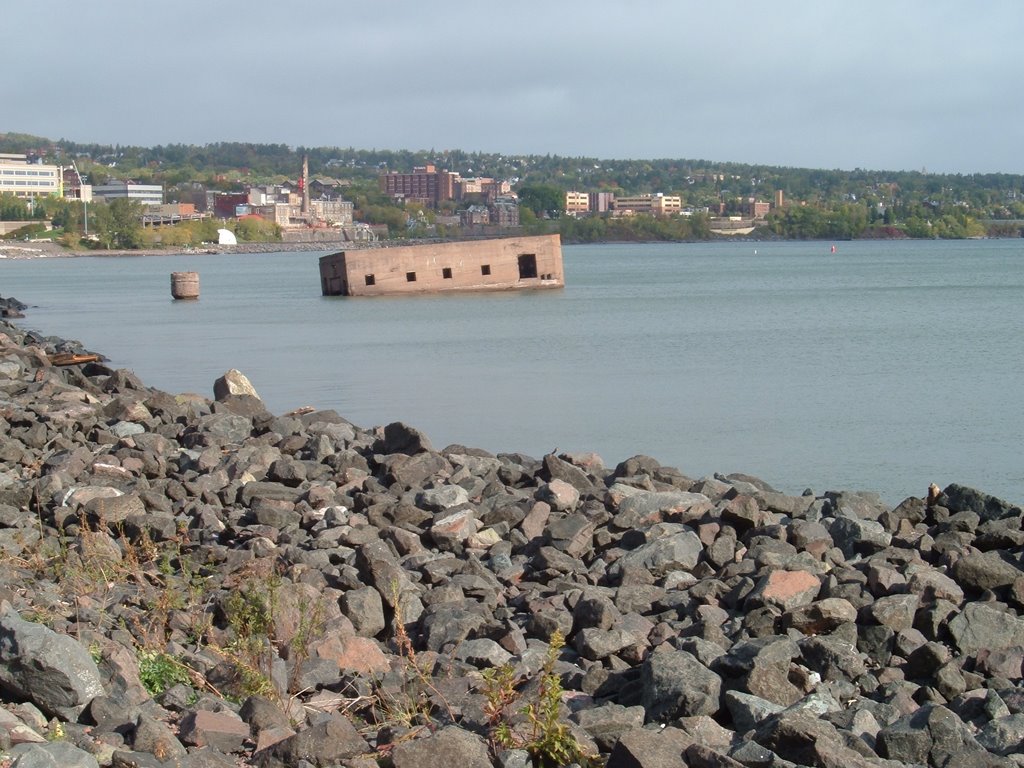 Oct 2005 - Duluth, Minnesota. Ruins of the Cribs from Canal Park.