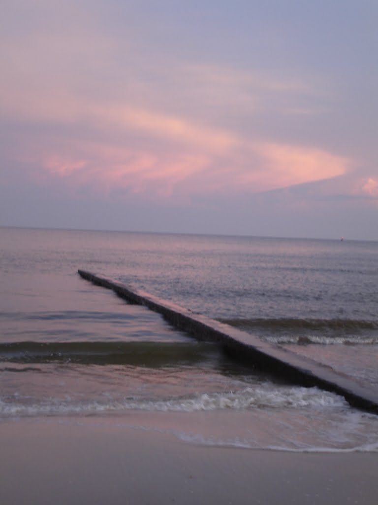 Gulfport beach at sunset.