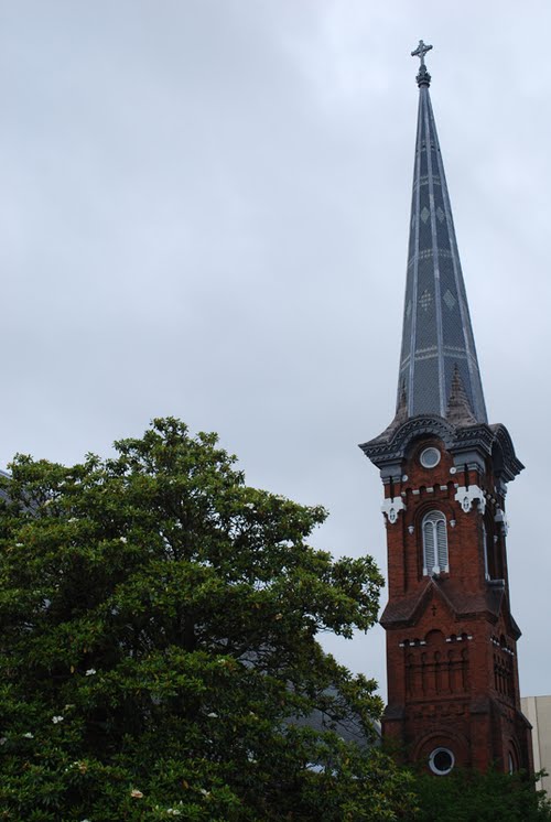 Church and magnolia