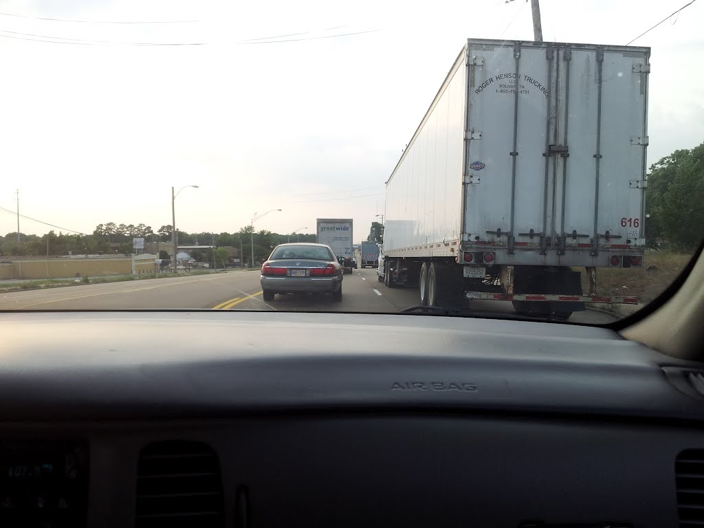 Trucks clogging Lamar ave. Welcome to Memphis.
