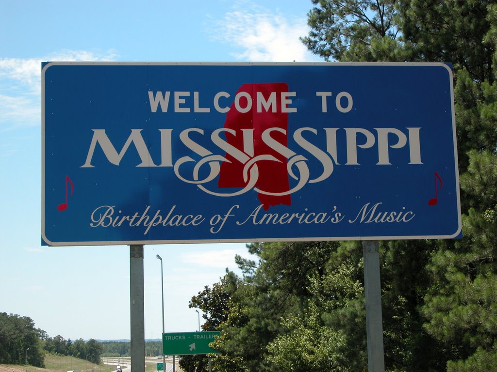 "Welcome to Mississippi" Sign, Entering Mississippi on Interstate 20/59, Southwestbound
