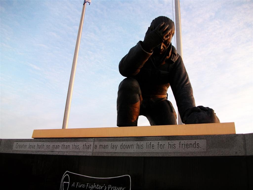 Fire fighters Memorial of Missouri, larger than life bronze, Kingdom City,MO