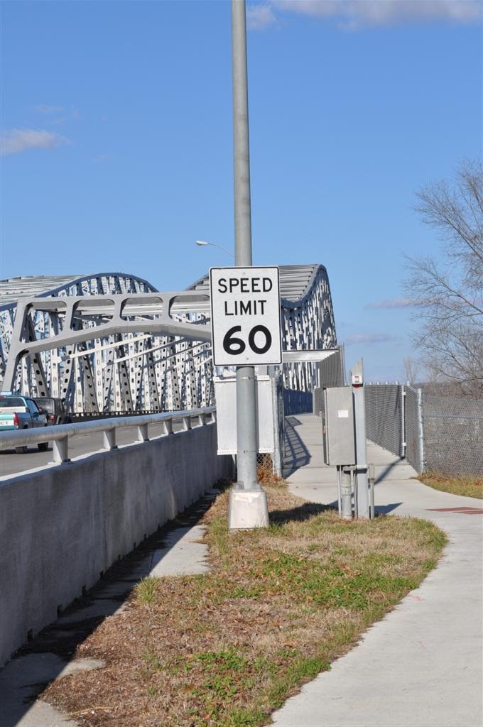 Can anyone run or bike that fast ?, entry to pedestrian walkway, Jefferson City, MO