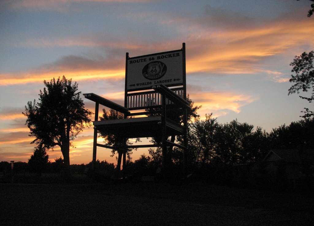 Route 66 rocker at sunset