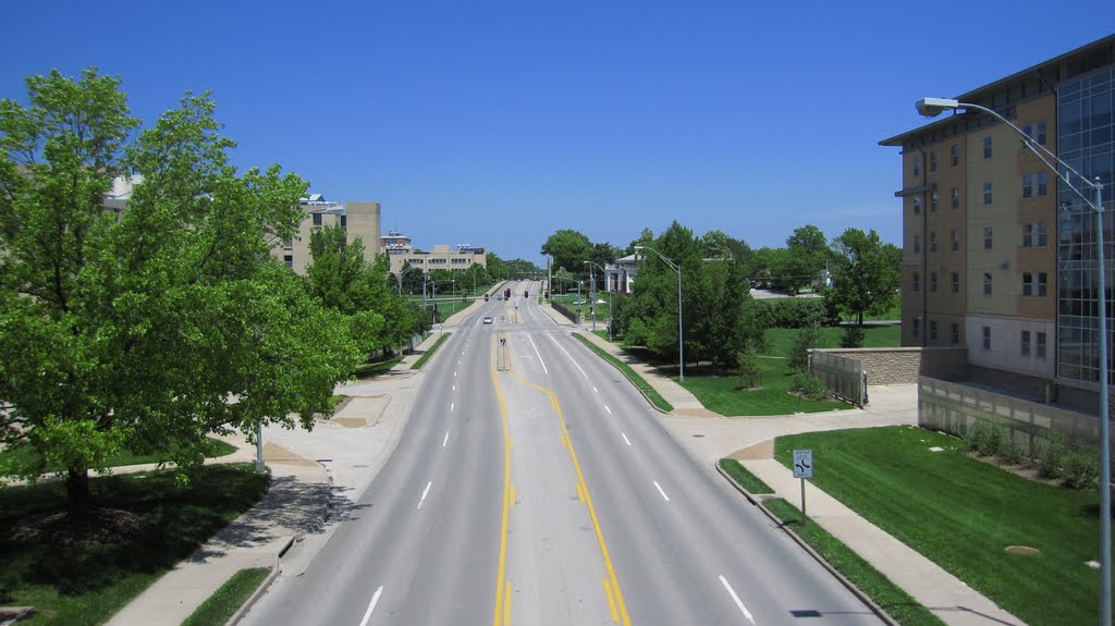 Looking North up College Avenue from Pedestrian Footbridge, Columbia, Missouri