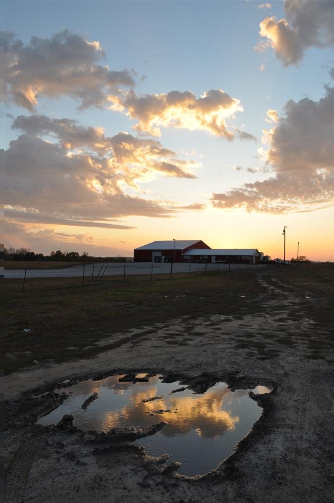 even mud puddles can be pretty at sunset, US 59 and MO 45, Missouri