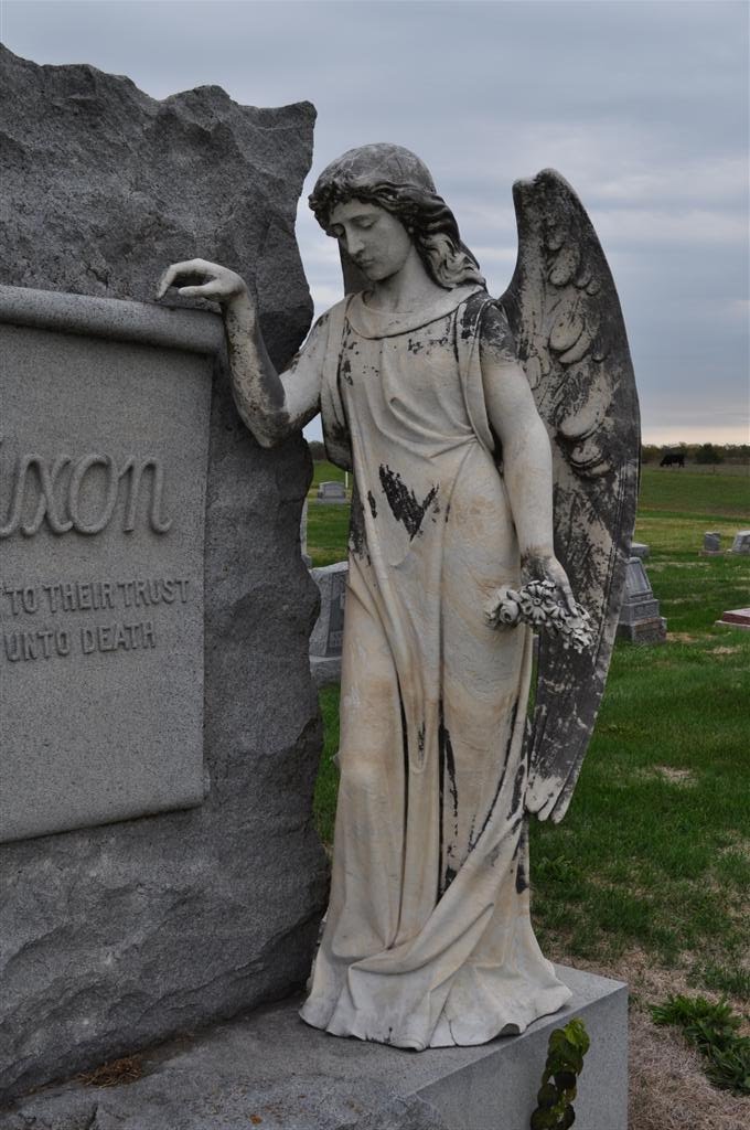 angel on tombstone, Prairie RIdge Cemetery, Polo, MO